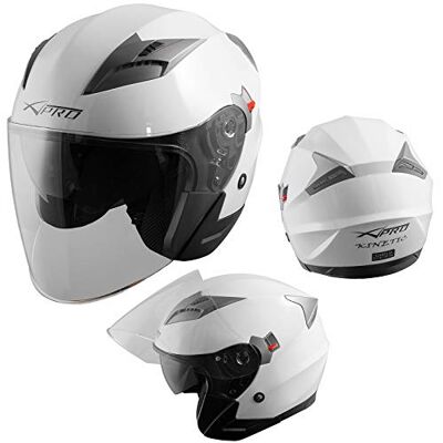 A-pro Demi Jet Casque Visière Pare Soleil ECE 22-05 Approuvé Moto Scooter Kinetic Blanc XL - Publicité A-pro Demi Jet Casque Visière Pare Soleil ECE 22-05 Approuvé Moto Scooter Kinetic Blanc XL - Publicité