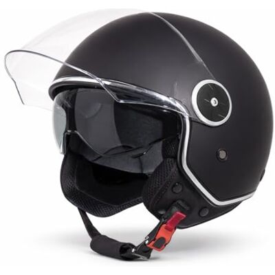 Vinz Tobia Casque Jet avec Visière Solaire et Visière Casque de Scooter Moto / Vintage Certifié ECE 22.06 Tailles XS-XXL Noir Mat - Publicité Vinz Tobia Casque Jet avec Visière Solaire et Visière Casque de Scooter Moto / Vintage Certifié ECE 22.06 Tailles XS-XXL Noir Mat - Publicité