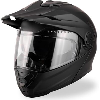Vinz Prado Casque Enduro avec écran Solaire intégré Casque modulable homologué ECE 22.06 Casque Moto intégral Cross Tailles XS à XXL Noir Mat - Publicité Vinz Prado Casque Enduro avec écran Solaire intégré Casque modulable homologué ECE 22.06 Casque Moto intégral Cross Tailles XS à XXL Noir Mat - Publicité