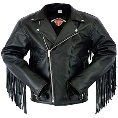 Texpeed Marlon Brando Fringe Tassels Chopper Veste de moto en cuir pour homme avec protections Avec protection d'origine biker CE armor (EN 1621-1) Noir 10XL - Publicité Texpeed Marlon Brando Fringe Tassels Chopper Veste de moto en cuir pour homme avec protections Avec protection d'origine biker CE armor (EN 1621-1) Noir 10XL - Publicité