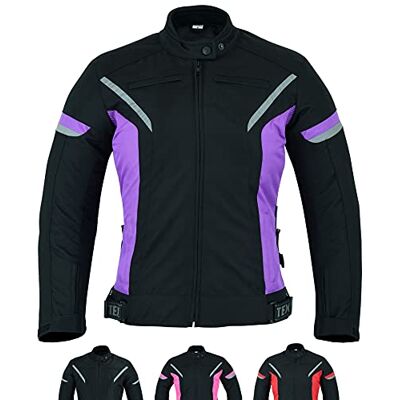 Texpeed Veste moto femme homologué Manteau blouson en cordura textile imperméable pour femme avec armure de moto CE (EN 1621-1) Violette 5XL - Publicité Texpeed Veste moto femme homologué Manteau blouson en cordura textile imperméable pour femme avec armure de moto CE (EN 1621-1) Violette 5XL - Publicité