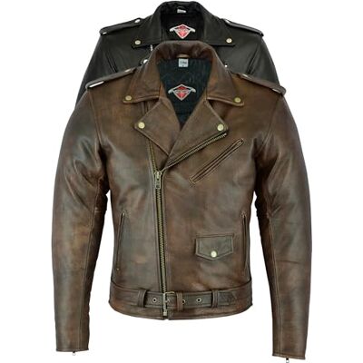 Texpeed Veste moto cuir homme homologué avec protections Marlon Brando rétro Chopper blouson Avec protection véritable biker CE armor (EN 1621-1) Brun/Marron S - Publicité Texpeed Veste moto cuir homme homologué avec protections Marlon Brando rétro Chopper blouson Avec protection véritable biker CE armor (EN 1621-1) Brun/Marron S - Publicité