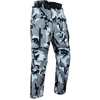 Texpeed Pantalon de moto homme renforcé Gris Camouflage Imperméable Avec armure CE blindé protection (EN 1621-1) 4XL Taille/Jambe Normale - Publicité Texpeed Pantalon de moto homme renforcé Gris Camouflage Imperméable Avec armure CE blindé protection (EN 1621-1) 4XL Taille/Jambe Normale - Publicité