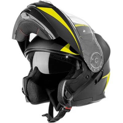 Vinz Busan Casque modulable avec visière Solaire Homologué ECE 22.06 & Compatible PINLOCK Casque de Moto intégral Casque Moto modulable Tailles XS-XXL Jaune - Publicité Vinz Busan Casque modulable avec visière Solaire Homologué ECE 22.06 & Compatible PINLOCK Casque de Moto intégral Casque Moto modulable Tailles XS-XXL Jaune - Publicité