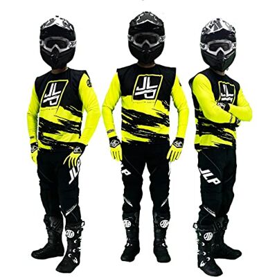JLP RACING Tenue Pantalon Maillot Gants Moto Cross Quad Enduro VTT BMX MTB Enfant Snatch Jaune Fluo L - Publicité JLP RACING Tenue Pantalon Maillot Gants Moto Cross Quad Enduro VTT BMX MTB Enfant Snatch Jaune Fluo L - Publicité