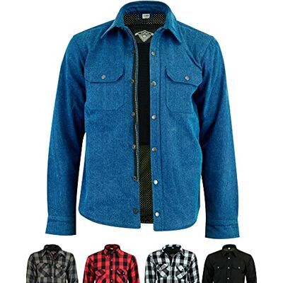 Texpeed Chemises de moto pour hommes avec protections Veste de motard été chemise à carreaux en flanelle fabriquée avec Aramid Protection (EN 1621-1) Bleu M - Publicité Texpeed Chemises de moto pour hommes avec protections Veste de motard été chemise à carreaux en flanelle fabriquée avec Aramid Protection (EN 1621-1) Bleu M - Publicité
