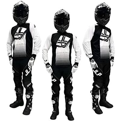 JLP RACING TENUE PANTALON MAILLOT GANTS MOTO CROSS QUAD ENDURO VTT BMX MTB BLANC NOIR STRIPES XL - Publicité JLP RACING TENUE PANTALON MAILLOT GANTS MOTO CROSS QUAD ENDURO VTT BMX MTB BLANC NOIR STRIPES XL - Publicité