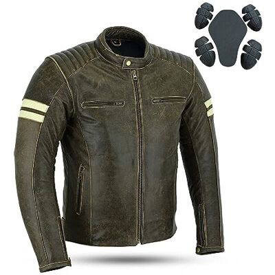 Bikers Gear Australia Bikers Gear Veste de moto en cuir – Veste de moto Cafe Racer pour homme avec armure CE authentique de motard Veste en cuir véritable résistante aux intempéries, marron, 6XL - Publicité Bikers Gear Australia Bikers Gear Veste de moto en cuir – Veste de moto Cafe Racer pour homme avec armure CE authentique de motard Veste en cuir véritable résistante aux intempéries, marron, 6XL - Publicité