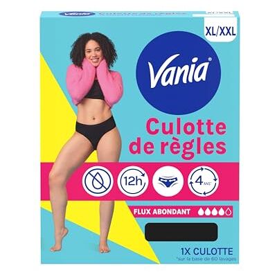 Vania Culotte de Règles Flux Abondant (Taille XL/XXL) – Culotte menstruelle confortable, absorbante et réutilisable – Culotte classique lavable en machine avec jusqu'à 12h de protection anti-fuite - Publicité Vania Culotte de Règles Flux Abondant (Taille XL/XXL) – Culotte menstruelle confortable, absorbante et réutilisable – Culotte classique lavable en machine avec jusqu'à 12h de protection anti-fuite - Publicité