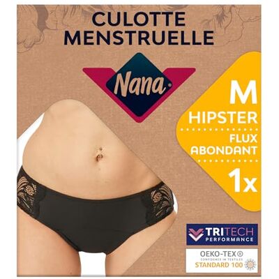 Nana Culotte Menstruelle Lavable Flux Abondant Absorption Supérieure pour une Protection Intégrale, Jour et nuit Noire Coupe Hipster, M - Publicité Nana Culotte Menstruelle Lavable Flux Abondant Absorption Supérieure pour une Protection Intégrale, Jour et nuit Noire Coupe Hipster, M - Publicité