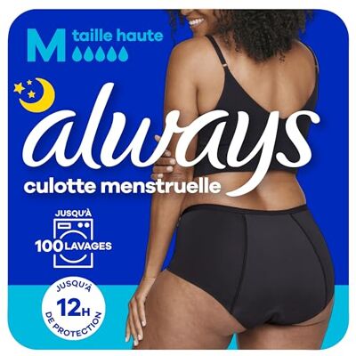 Always Culotte Menstruelle Lavable Nuit, M, 40-42, 1 Sous-vêtement Menstruel, Noir, Flux Moyen À Abondant, Réutilisable Jusqu’à 100 Lavages, Jusqu’à 12h De Protection, Confort Toute la Nuit - Publicité Always Culotte Menstruelle Lavable Nuit, M, 40-42, 1 Sous-vêtement Menstruel, Noir, Flux Moyen À Abondant, Réutilisable Jusqu’à 100 Lavages, Jusqu’à 12h De Protection, Confort Toute la Nuit - Publicité