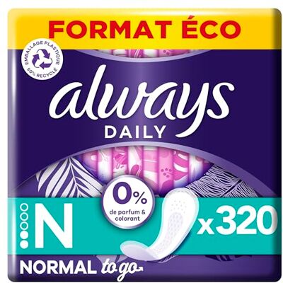 Always Daily Fresh Protège-Slips Normal Pochettes Individuelles 16x20 Unités, 0% de parfum et colorant, Pour ne sentir rien d’autre que fraîcheur et protection - Publicité Always Daily Fresh Protège-Slips Normal Pochettes Individuelles 16x20 Unités, 0% de parfum et colorant, Pour ne sentir rien d’autre que fraîcheur et protection - Publicité