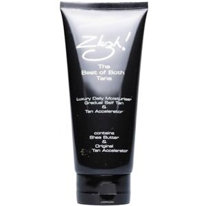 Zhuzh! Crème de jour autobronzante de luxe 200 ml Hydratante et accélérateur de bronzage au beurre de karité Pour un bronzage naturel sans traces - Publicité Zhuzh! Crème de jour autobronzante de luxe 200 ml Hydratante et accélérateur de bronzage au beurre de karité Pour un bronzage naturel sans traces - Publicité