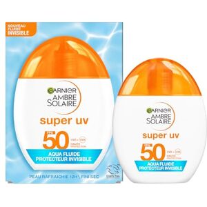 Ambre Solaire GARNIER Acide Hyaluronique Aqua Fluide Invisible SPF50 Fluide Solaire Non Teintée Matifie, Protège, Illumine & Hydrate Légère & Non Grasse Tous Types de Peaux 40 ml - Publicité Ambre Solaire GARNIER Acide Hyaluronique Aqua Fluide Invisible SPF50 Fluide Solaire Non Teintée Matifie, Protège, Illumine & Hydrate Légère & Non Grasse Tous Types de Peaux 40 ml - Publicité