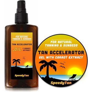 SpeedyTan Gel + huile accélérateur de bronzage de qualité supérieure – Pour utilisation sur lit de bronzage et bronzage naturel – Accélérateur de bronzage naturel avec huile de bronzage de carotte – M - Publicité SpeedyTan Gel + huile accélérateur de bronzage de qualité supérieure – Pour utilisation sur lit de bronzage et bronzage naturel – Accélérateur de bronzage naturel avec huile de bronzage de carotte – M - Publicité