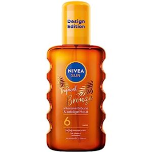Beiersdorf NIVEA SUN Tropical Bronze Ölspray LSF 6 (200 ml), Sonnenschutz für langanhaltende Bräune ohne Selbstbräuner, Sonnenspray mit Carotin-Extrakt und Vitamin E - Publicité Beiersdorf NIVEA SUN Tropical Bronze Ölspray LSF 6 (200 ml), Sonnenschutz für langanhaltende Bräune ohne Selbstbräuner, Sonnenspray mit Carotin-Extrakt und Vitamin E - Publicité