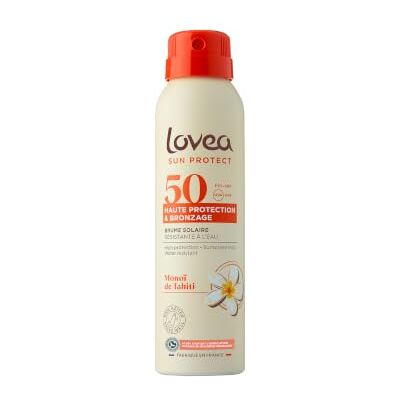 Lovea Brume FPS 50 Haute Protection Solaire UVA-UVB & Bronzage, 150ml Monoï de Tahiti, Visage & Corps, Résistante à l'eau, Fini Invisible, Testé Dermatologiquement, Fabriqué en France - Publicité Lovea Brume FPS 50 Haute Protection Solaire UVA-UVB & Bronzage, 150ml Monoï de Tahiti, Visage & Corps, Résistante à l'eau, Fini Invisible, Testé Dermatologiquement, Fabriqué en France - Publicité