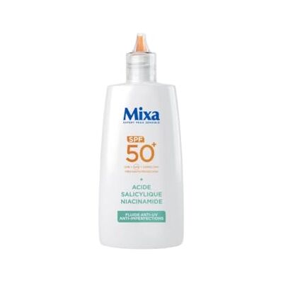 Mixa Fluide Anti-UV Anti-Imperfections SPF50+ Acide Salicylique 40ml - Publicité Mixa Fluide Anti-UV Anti-Imperfections SPF50+ Acide Salicylique 40ml - Publicité