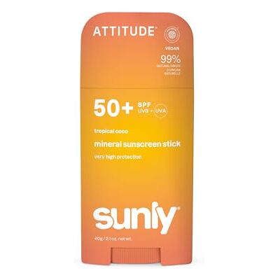 BIO + ATTITUDE Crème Solaire Minérale SPF 50, Large Spectre à l’Oxyde de Zinc, Vérifié EWG, Non Nano, Léger pour Visage et Corps, Végan, Parfum Coco Tropicale, 60 g - Publicité BIO + ATTITUDE Crème Solaire Minérale SPF 50, Large Spectre à l’Oxyde de Zinc, Vérifié EWG, Non Nano, Léger pour Visage et Corps, Végan, Parfum Coco Tropicale, 60 g - Publicité