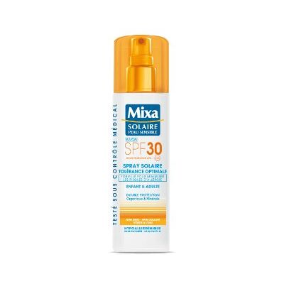 Mixa Solaire Peau Sensible Spray Solaire Tolérance Optimale SPF 30 200 ml - Publicité Mixa Solaire Peau Sensible Spray Solaire Tolérance Optimale SPF 30 200 ml - Publicité