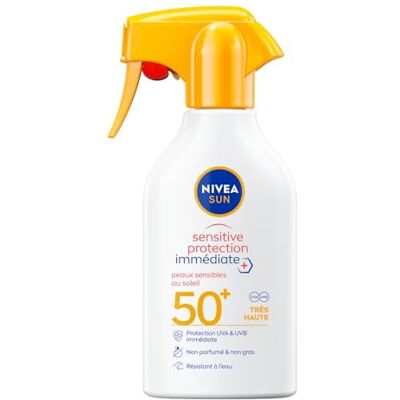 NIVEA SUN Spray Solaire Sensitive Protection Immédiate Peaux Sensibles FPS 50+ (1 x 250 ml), Protection Anti UV Non Grasse et sans Parfum, Résistante à l'Eau - Publicité NIVEA SUN Spray Solaire Sensitive Protection Immédiate Peaux Sensibles FPS 50+ (1 x 250 ml), Protection Anti UV Non Grasse et sans Parfum, Résistante à l'Eau - Publicité