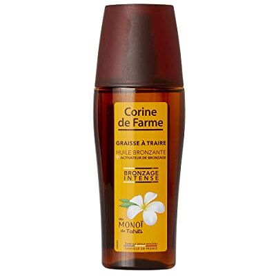 Corine de Farme Spray Graisse à Traire Huile Bronzante + Activateur Bronzage, Pour Les Peaux Mates Ou Déjà Bronzées, Intensifie Le Bronzage, Sans Autobronzant, Au Monoï Tahiti, Parfum Des Îles - Publicité Corine de Farme Spray Graisse à Traire Huile Bronzante + Activateur Bronzage, Pour Les Peaux Mates Ou Déjà Bronzées, Intensifie Le Bronzage, Sans Autobronzant, Au Monoï Tahiti, Parfum Des Îles - Publicité