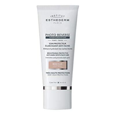 INSTITUT ESTHEDERM PARIS Institut Esthederm Soin Photo Reverse Teinté Très Haute Protection Crème Éclaircissante Atténue et Prévient les Taches Pigmentaires Teint Uniformisé Tube de 50 ml Beige Clair - Publicité INSTITUT ESTHEDERM PARIS Institut Esthederm Soin Photo Reverse Teinté Très Haute Protection Crème Éclaircissante Atténue et Prévient les Taches Pigmentaires Teint Uniformisé Tube de 50 ml Beige Clair - Publicité