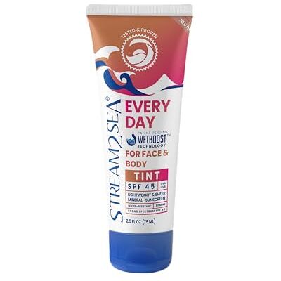 STREAM 2 SEA Crème solaire minérale SPF 45 Every Day Tint 75 ml – Crème solaire biodégradable, sans paraben et sans danger pour les récifs Crème solaire teintée non grasse pour le visage Protection contre - Publicité STREAM 2 SEA Crème solaire minérale SPF 45 Every Day Tint 75 ml – Crème solaire biodégradable, sans paraben et sans danger pour les récifs Crème solaire teintée non grasse pour le visage Protection contre - Publicité