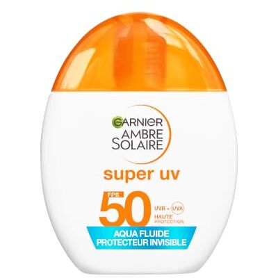 Ambre Solaire Garnier Visage Aqua Fluide SPF50 Invisible Hyaluron 40ml Texture ultra-légère, Acide Hyaluronique, Testé dermatologiquement, Compatible maquillage, Peaux sensibles - Publicité Ambre Solaire Garnier Visage Aqua Fluide SPF50 Invisible Hyaluron 40ml Texture ultra-légère, Acide Hyaluronique, Testé dermatologiquement, Compatible maquillage, Peaux sensibles - Publicité