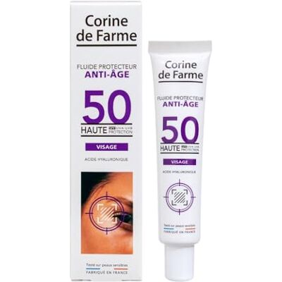 Corine de Farme Fluide Solaire Anti-Âge SPF50 40ml - Publicité Corine de Farme Fluide Solaire Anti-Âge SPF50 40ml - Publicité