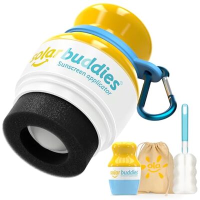 Solar Buddies Bundle Voyage Grab & Go, Clip Mousqueton & Brosse de Nettoyage – Bleu (unité) – Applicateur rechargeable à bille et éponge pour crème solaire – Enfants, adultes – 100 ml - Publicité Solar Buddies Bundle Voyage Grab & Go, Clip Mousqueton & Brosse de Nettoyage – Bleu (unité) – Applicateur rechargeable à bille et éponge pour crème solaire – Enfants, adultes – 100 ml - Publicité