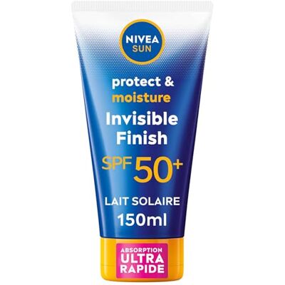 Sun Lait Solaire Invisible Finish Protect & Hydrate SPF 50+ 150 ml — Crème Solaire résistante à l'eau — Protège et Hydrate — Haute Protection Visage et Corps - Publicité Sun Lait Solaire Invisible Finish Protect & Hydrate SPF 50+ 150 ml — Crème Solaire résistante à l'eau — Protège et Hydrate — Haute Protection Visage et Corps - Publicité