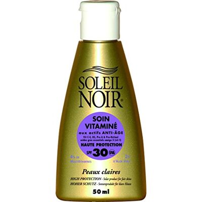 Soleil Noir Soin vitaminé aux actifs Anti-Âge Haute protection 30 50ml - Publicité Soleil Noir Soin vitaminé aux actifs Anti-Âge Haute protection 30 50ml - Publicité
