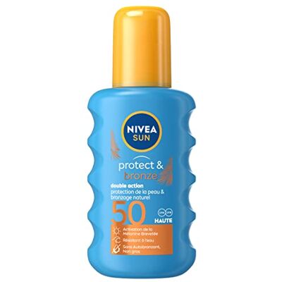 Sun Spray solaire activateur de bronzage Protect & Bronze FPS 50 (1 x 200 ml), crème solaire avec protection solaire UVA/UVB pour un hâle naturellement bronzé - Publicité Sun Spray solaire activateur de bronzage Protect & Bronze FPS 50 (1 x 200 ml), crème solaire avec protection solaire UVA/UVB pour un hâle naturellement bronzé - Publicité