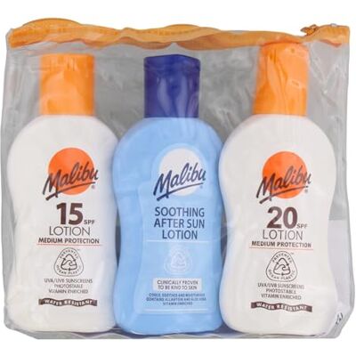 Malibu Travel Bag SPF15 and SPF20 Lotion/Aftersun Lotion by - Publicité Malibu Travel Bag SPF15 and SPF20 Lotion/Aftersun Lotion by - Publicité