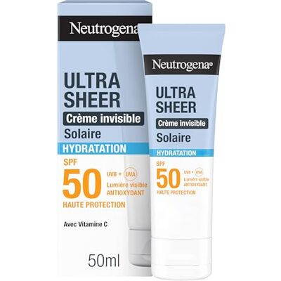 Neutrogena – Crème Solaire Visage Invisible Ultra Sheer Hydratation SPF 50 UVB + UVA (50 ml) – Antioxydant et haute protection avec Vitamine C – Sec au toucher, absorption rapide et hydratation 24 h - Publicité Neutrogena – Crème Solaire Visage Invisible Ultra Sheer Hydratation SPF 50 UVB + UVA (50 ml) – Antioxydant et haute protection avec Vitamine C – Sec au toucher, absorption rapide et hydratation 24 h - Publicité