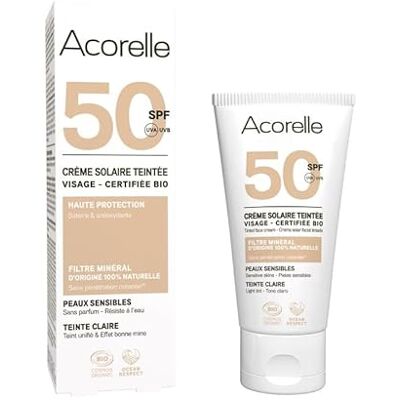 Acorelle FACE TINTED SUNSCREEN SPF50 LIGHT - Publicité Acorelle FACE TINTED SUNSCREEN SPF50 LIGHT - Publicité