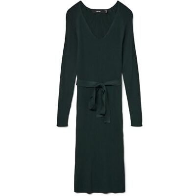 Vero Moda Vmmsaba GA Noos Robe à col en V avec Ceinture côtelée, Scarab, L - Publicité Vero Moda Vmmsaba GA Noos Robe à col en V avec Ceinture côtelée, Scarab, L - Publicité