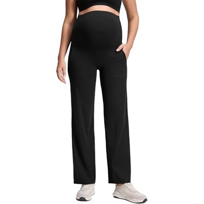 CRZ YOGA Maternité Pantalon à Jambes Larges 80cm Noir 38 - Publicité CRZ YOGA Maternité Pantalon à Jambes Larges 80cm Noir 38 - Publicité
