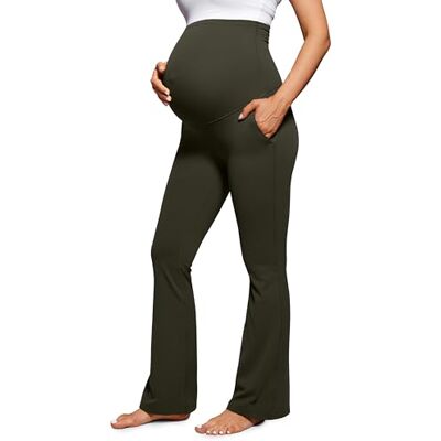 CRZ YOGA Maternité Évasé Legging Poches 79cm Olive Verte 38 - Publicité CRZ YOGA Maternité Évasé Legging Poches 79cm Olive Verte 38 - Publicité