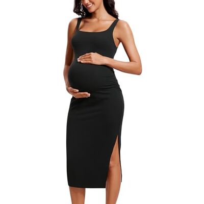 CRZ YOGA Femmes Butterluxe sans Manches Maternité Robe La Division Ruché La Grossesse Bodycone Robe Noir 44 - Publicité CRZ YOGA Femmes Butterluxe sans Manches Maternité Robe La Division Ruché La Grossesse Bodycone Robe Noir 44 - Publicité