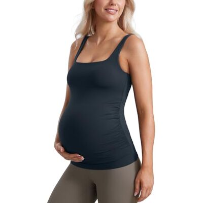 CRZ YOGA Maternité Débardeur Col Carré Butterluxe, Soutien léger, Coussinets Amovibles, Yoga, Très Doux, Fronces Côtés, Larges bretelles, Grossesse Postpartum - Publicité CRZ YOGA Maternité Débardeur Col Carré Butterluxe, Soutien léger, Coussinets Amovibles, Yoga, Très Doux, Fronces Côtés, Larges bretelles, Grossesse Postpartum - Publicité