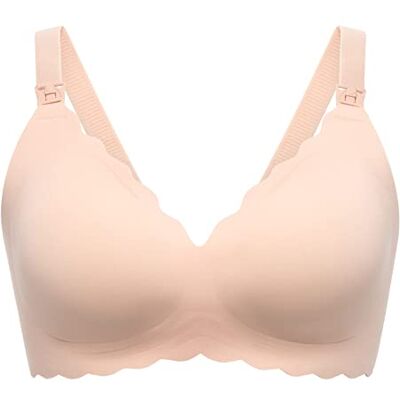 momcozy Soutien-gorge d'allaitement pour l'allaitement, soutien-gorge de grossesse sans coutures sans armatures, soutien-gorge d'allaitement classique avec support à rayures en gelée, couleur chair - Publicité momcozy Soutien-gorge d'allaitement pour l'allaitement, soutien-gorge de grossesse sans coutures sans armatures, soutien-gorge d'allaitement classique avec support à rayures en gelée, couleur chair - Publicité