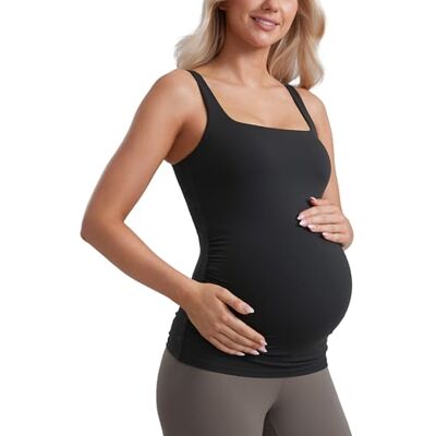 CRZ YOGA Maternité Débardeur Col Carré Butterluxe, Soutien léger, Coussinets Amovibles, Yoga, Très Doux, Fronces Côtés, Larges bretelles, Grossesse Postpartum - Publicité CRZ YOGA Maternité Débardeur Col Carré Butterluxe, Soutien léger, Coussinets Amovibles, Yoga, Très Doux, Fronces Côtés, Larges bretelles, Grossesse Postpartum - Publicité