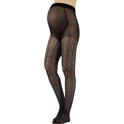 CALZITALY Collants de maternité en Coton Tricotés au Crochet avec Fantaisie Chevron S, M, L, XL Gris 300 DEN Fabriqué en Italie (L, Noir) - Publicité CALZITALY Collants de maternité en Coton Tricotés au Crochet avec Fantaisie Chevron S, M, L, XL Gris 300 DEN Fabriqué en Italie (L, Noir) - Publicité