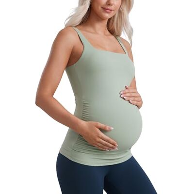 CRZ YOGA Maternité Débardeur Col Carré Butterluxe, Soutien léger, Coussinets Amovibles, Yoga, Très Doux, Fronces Côtés, Larges bretelles, Grossesse Postpartum - Publicité CRZ YOGA Maternité Débardeur Col Carré Butterluxe, Soutien léger, Coussinets Amovibles, Yoga, Très Doux, Fronces Côtés, Larges bretelles, Grossesse Postpartum - Publicité