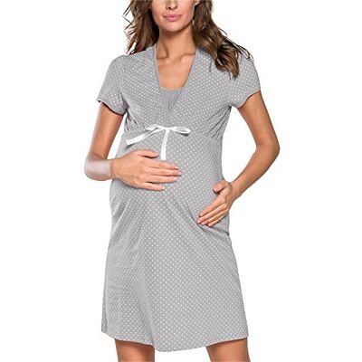 Italian Fashion Chemise de Nuit Allaitement Pyjama Grossesse et Maternité Pyjama Femme Enceinte pour la Maison et l’Hôpital Tenue Maternité Accouchement avec Nœud S-XXL - Publicité Italian Fashion Chemise de Nuit Allaitement Pyjama Grossesse et Maternité Pyjama Femme Enceinte pour la Maison et l’Hôpital Tenue Maternité Accouchement avec Nœud S-XXL - Publicité