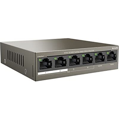 Tenda PoE Switch 6 Ports 10/100 Mbps Aves 4 Ports PoE, Switch PoE 63W Plug and Play, Boîtier Métal, Idéal pour la Maison, Les PME, Les Supermarchés et Les Restaurants(TEF1106P-4-63W) - Publicité Tenda PoE Switch 6 Ports 10/100 Mbps Aves 4 Ports PoE, Switch PoE 63W Plug and Play, Boîtier Métal, Idéal pour la Maison, Les PME, Les Supermarchés et Les Restaurants(TEF1106P-4-63W) - Publicité