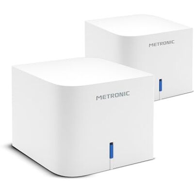 Metronic 495470 Système Mesh WiFi 5 Couverture jusqu'à 325 m² de Portée Réseau dans Votre Maison- Fonction Routeur et Point d'Accès (Pack de 2) Blanc - Publicité Metronic 495470 Système Mesh WiFi 5 Couverture jusqu'à 325 m² de Portée Réseau dans Votre Maison- Fonction Routeur et Point d'Accès (Pack de 2) Blanc - Publicité