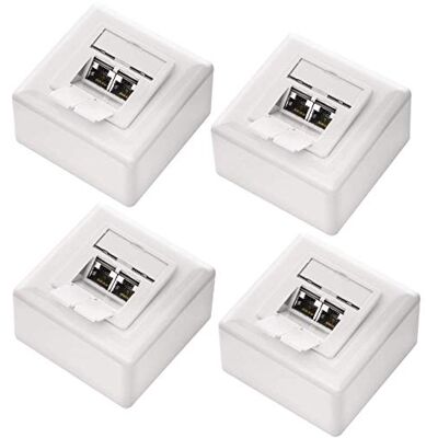 deleyCON 4x CAT 6a Universel Prise Réseau 2x Port RJ45 Blindé Surface ou Affleurant 10 Gigabit Ethernet Réseau EIA/TIA 568B Blanc - Publicité deleyCON 4x CAT 6a Universel Prise Réseau 2x Port RJ45 Blindé Surface ou Affleurant 10 Gigabit Ethernet Réseau EIA/TIA 568B Blanc - Publicité